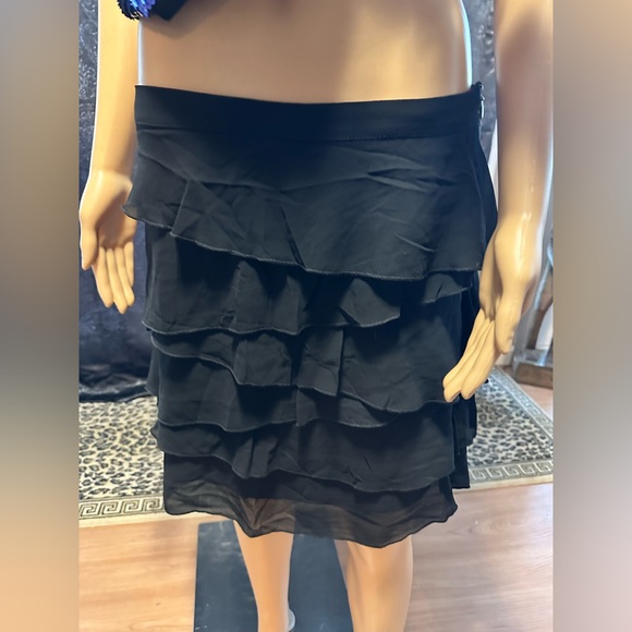 Free 2 Luv Cute ruffled black skirt New with tags.  Casual or a fun night out. - Picture 1 of 9